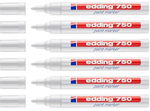 EDDING Lot de 6 Marqueurs Peinture 750 Blanc Pointe Ronde 2-4 mm
