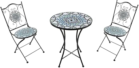 AXI Amélie Bistroset 3-teilig mit Mosaik Design Mehrfarbig | Bistrotisch mit 2 Stühlen | Bistro Gartenmöbel Set für Garten/Balkon/Terrasse | Balkonset/Sitzgruppe Sizilianischer Stil