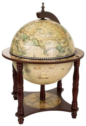WANDERLUST DECO Meuble Porte-Bouteilles Globe terrestre 42x42x57h