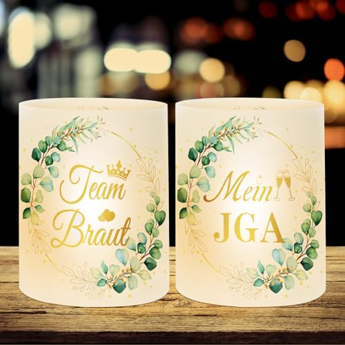 TGFIX 12Pcs Windlicht Tischdeko JGA Frauen Team Braut JGA Tischdeko Eukalyptus Junggesellinnenabschied Tisch Deko Junggesellenabschied Party Deko Geeignet für Teelichter oder Kerzen