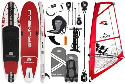 BRUNELLI 10.8 Windsurf Woven Double Layer iSUP Board aufblasbar Stand Up Paddle Set Checker 4,5qm Rigg