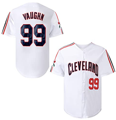 XVNDJ Herren #99 Ricky Vaughn Trikot 90er Jahre Hip Hop Kleidung Film Baseball Trikot genäht Sport Fan Baseball Trikots, Weiss/opulenter Garten, Mittel