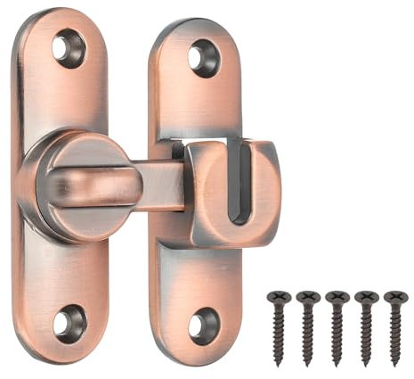 PATIKIL 1 Pack Flip Sliding Door Latch Safety Bar Gate Lock Hardware for Cabinet Bathroom Bedroom Garden, Copper Tone