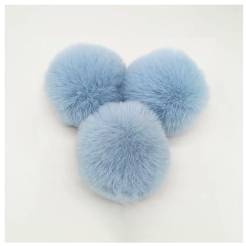 BrightGlow Kunstfell Pompon 8cm Weiche Pompons zum Basteln Groß Pom Pom Bälle Fellbommel Kunstfell-Pom-Poms DIY Pom Pom Bälle Kaninchenfell Bommel für Mützen Beanies Tasche Himmelblau 10 Stück