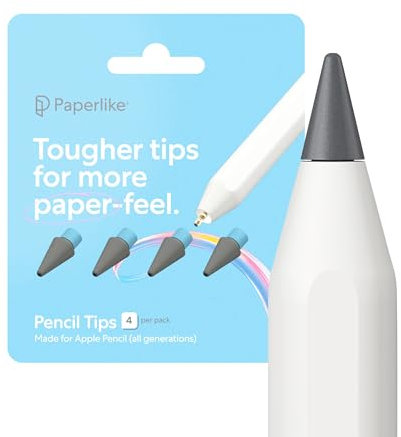 Paperlike Pencil Tips (4X) para Apple Pencil 1.ª y 2.ª Gen, USB-C y Pro – 10x más duraderas, un Toque Extra de Control en Protectores con Efecto Papel