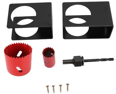 ZLXHDL Door Lock Installation Kit, 2 Guide Template, 2 Hole Saw,1 Arbor with Drill Bit and 4 Screws, Carbon Steel Door Lock Hole Saw Door Knob Installation Kit, for Wooden Doors