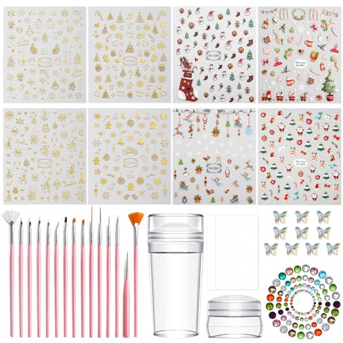 TYXHXTF 1476PCS Christmas Nail Stamping Plates Set, Nail Art Stamper, French Tip Nail Stamp, Nail Art Stamping Templates Manicure Tool Kit, Nail Stamper, Nail Art Jelly Stamper For Diy Nail Art
