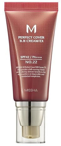 MISSHA M Perfect Cover BB Cream No.22 Cool Sand - LSF 42 PA +++ 20 ml - Getönte Feuchtigkeitscreme für Gesicht mit LSF