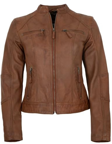 7eleven - Damen Lederjacke Lammnappa Cognac