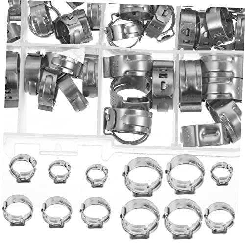 BUGUUYO 70 Stück 304 Rohrklemmring Schlüssel Ringe doppelt Prise trennen pipe fittings schlauchklemmen pipe clamp rohrklemmen werkzeug pex a Armaturen Schlauchschelle Edelstahl 304 Silver