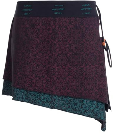 Vishes Alternative Bekleidung - Damen Mini-Rock Baumwolle Blumen-Muster extra breiter Bund mit Kordel-Zug und Taschen