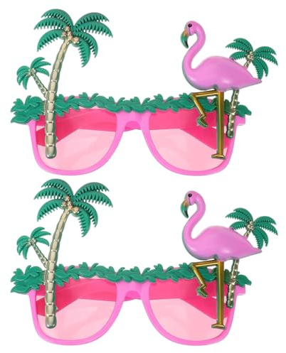 SEWACC 2 Stück Flamingo-Sonnenbrillen Für Den Sommer Den Strand Lustige Brillen Für Erwachsene Hawaii-Party-Sonnenbrillen Für Foto-Requisiten Zum Anziehen Dekorieren