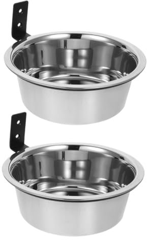COLLBATH 2 Ensembles gamelle Murale pour Chien Bol d'eau Mural Bols Suspendus pour Animaux de Compagnie Support de gamelle surélevé pour Chien gamelle pour Chiot Acier Inoxydable Silver