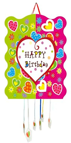 SIDRAL Piñata zum Kindergeburtstag, Pinata für Kinder, Dekoration für Kinderpartys, Jungen und Mädchen, große Pinatas zum Befüllen mit Spielzeug und Süßigkeiten, leicht zu befüllen (Herz)