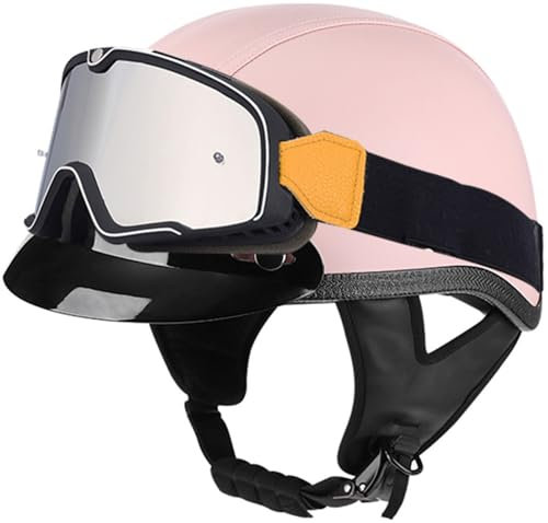 Casque Moto Demi-Jet Homme,Casque Scooter Ouvert Dot/ECE Homologué Casque Semi-Ouvert avec Anti Scratch Visiere Casque Jet Casque Moto Femme Adulte pour Motos Chopper Mobylette 2,L