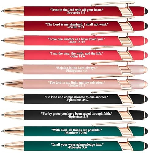 evqosiv Kugelschreiber-Set mit Bibelvers, christlicher Eingabestift mit inspirierenden Zitaten, lustiger Kugelschreiber, einziehbare Tintenstifte für Damen, Herren, Kollegen, Kollegen, Bürogeschenke