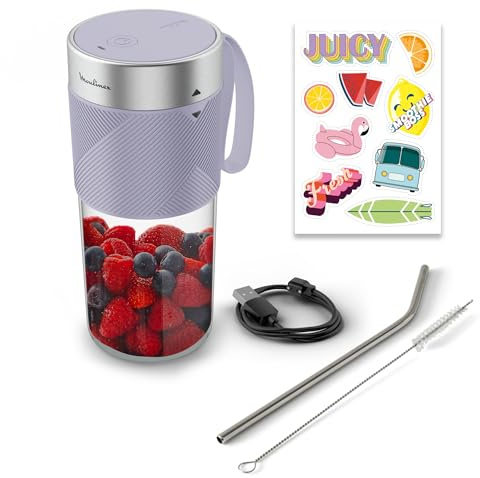 Moulinex - Lightmix Blender portable sans fil 300ml Lilas | Appareil smoothie pour shakes et sauces - Mixage rapide en 40 secondes - Format compact rechargeable - Usage nomade quotidien