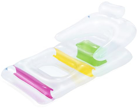 Bestway Poolliege Sommerfarben 149 x 81 x 59 cm – Aufblasbare Wasserliege für Pool & Meer, Luftmatratze mit Rückenlehne, Poollounge Robustes PVC