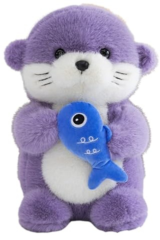 Xiyocadt Otter Plüschtier Simulation Otter Tierpuppe,Kuschelig Weiche Stofftier Puppe Mit Fischottern Plüsch,35cm/50cm/65cm/85cm Niedliches Plüschtier, Geschenk Spielzeug Für Kinder (65cm,Lila)