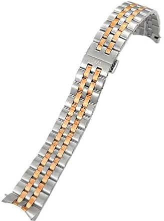 JVEIWAD Compatible With Tissot T108 .408 316L Stainless Steel Curved End 20mm Watch Strap Silver Rose Gold Solid Watchband Men's Bracelets(Silver rose gold)