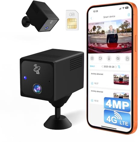 UCOCARE Überwachungskamera mit SIM Karte, 4MP 4G LTE Überwachungskamera ohne WLAN mit Akku 5200mAh, 4G Autokamera Kabellos, 160° Blickwinkel, Nachtsicht, AI Radar Bewegungserkennung