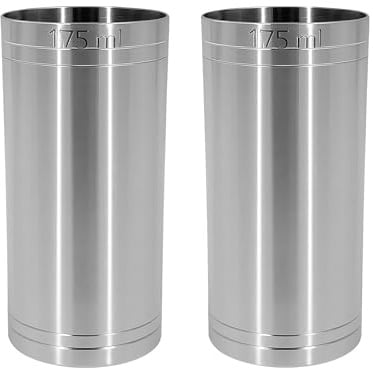 Chabrias Ltd 2 Pack 175ml Premium Stainless Steel Silver Thimble Measure Barware Professional Spirit Measuring Cups, Home Bars, Cocktail Stations & Bartenders, CE Marked