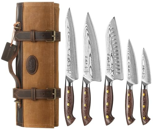 HEZHEN Messerset Profi Küchenmesser Set mit Messertasche