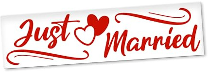 PantherPixel Magnetschild Just Married Auto Brautpaar Hochzeitsdeko Magnetfolie Wetterfest Magnetisch 30 x 8 cm Standard