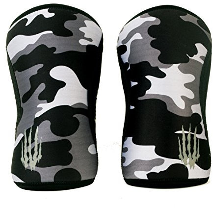 Knee Sleeves (SOLD AS A PAIR of 2) Compression and Support for Weightlifting, Powerlifting and Cross training-7mm Neoprene Sleeve for the Best Squats - Women & Men - by Bear KompleX BLACK CAMO 7mm XXL