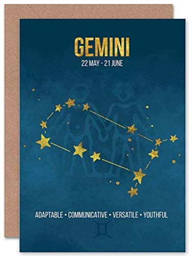 Wee Blue Coo BIRTHDAY CARD - ZODIAC STAR SIGN ASTROLOGY BLUE GEMINI