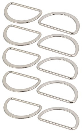 sourcing map 10 Stück 50mm D-Ringe Halbringe geschweißt Zinklegierung Flach Ring Silberton DE de