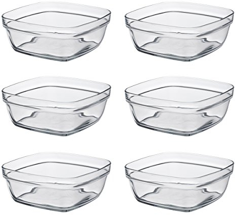 Duralex Set von 6 Lys Schüssel, quadratisch, stapelbar 17 cm