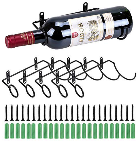 Hipiwe Pack of 6 Wall Mounted Wine Racks - Red Wine Bottle Display Holder with Screws, Metal Hanging Wine Rack Organizer for Beverages/Liquor Bottles Storage