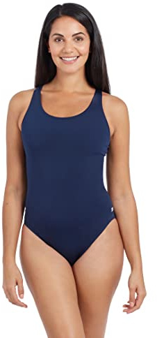 Zoggs Women's Essential One Piece Swimsuit, Made from Sustainable Eco Friendly Ecolast+™ Fabric, 100% Chlorine Proof, Comfortable Fit, Classic Design, Shelf Bra for Light Support