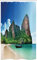 ABAKUHAUS Meer Schmaler Duschvorhang, Thailand Felsen Cliff Beach, Badezimmer Deko Set aus Stoff mit Haken, 120 x 180 cm, Blau Grün