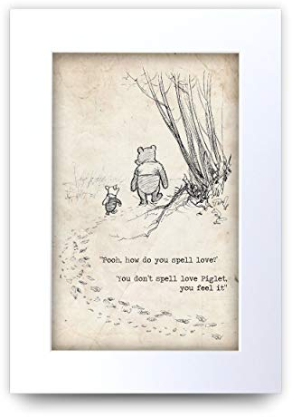 HWC Trading Winnie the Pooh Spell Feel Love A4 Printed Quote Nursery Print Baby Shower Room Gifts New Born Bedroom Gift Print Photo Picture Display
