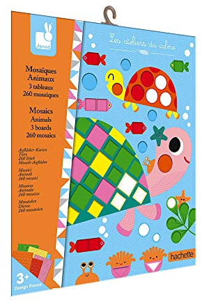 Janod - Schaumstoffmosaik-Set Tiere - Les Ateliers du Calme - Set für kreative Freizeitbeschäftigungen Kleinkinder - Entwicklung von Feinmotorik und Konzentration - Ab 3 Jahren, J07899