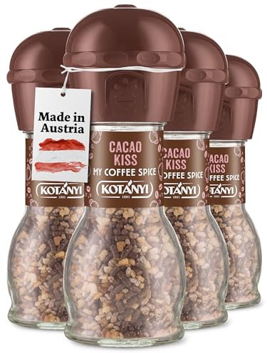 Kotanyi Cacao Kiss Kaffee Topping | wundervoll schokoladig mit feinen Schokostückchen, 4er Pack (4 x 63g)