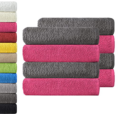 NatureMark Handtücher - Set mit 8 Stück – 100% Baumwolle, Weich & Saugfähig, Premium Qualität für Badezimmer, Spa und Fitness, 50 × 100 cm, Pink/Anthrazit