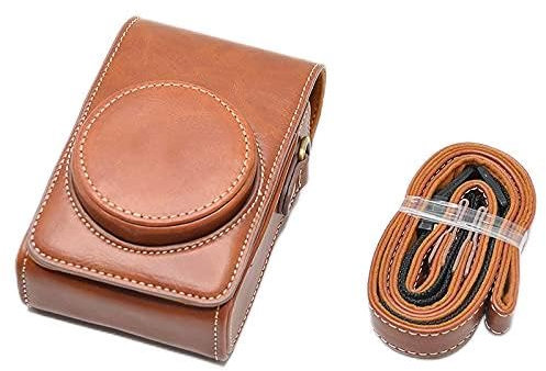 ZV-1 Case, Zakao Protective PU Leather Camera Case Bag with Tripod Design Compatible for Sony Alpha ZV-1 RX100 V VI VII Ricoh GR II III with Shoulder Neck Strap Belt (Brown)