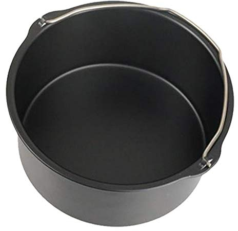 YHUS Teglia da forno antiaderente in latta per torte, accessori per friggitrice ad aria, barile per torta e teglia per pizza, teglia rotonda per torta, teglia per pizza in acciaio robusto con manico,