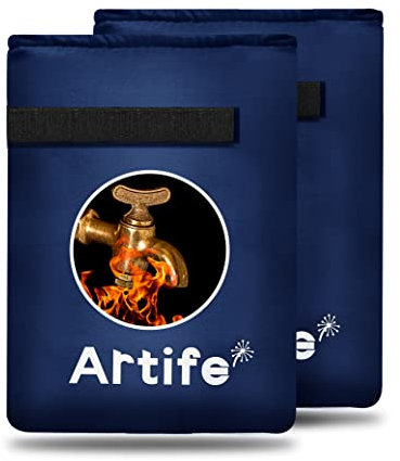 Artife Outdoor Wasserhahnabdeckungen für Winter Frostschutz, Außenbereich Garten Wasserschlauch Lätzchen Isolierte Socke für kaltes Wetter Blau 2er Set