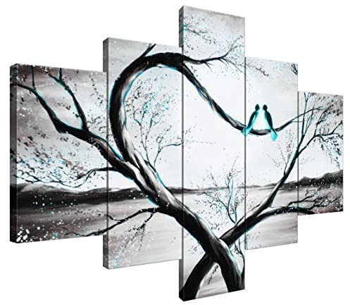 Estika Leinwand bilder - Im Mondlicht Türkis - 100x70 cm, 5 teilige kunstdruck - Wandbilder wohnzimmer, schlafzimmer, Moderne wanddeko, Bild auf leinwand - Natur bilder - 4194A_5A