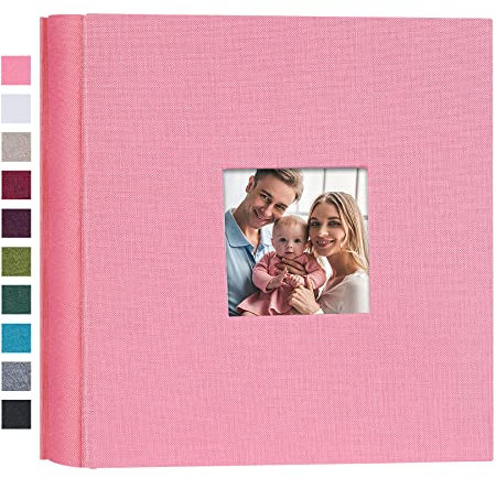Mublalbum Kleines Fotoalbum, 10 x 15 cm, 200 Fotos, Leineneinband, Bilderbuch mit horizontalen Taschen, für Hochzeit, Familie, Jahrestag und Baby, Rosa