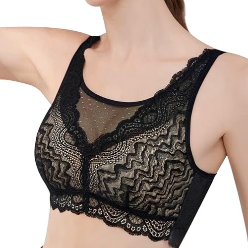 ONEFENG Mastektomie-BH mit Taschen,Post Surgery Prothesen BHS für Silikon Brüste Brustformen Spitze Brustkrebs BH