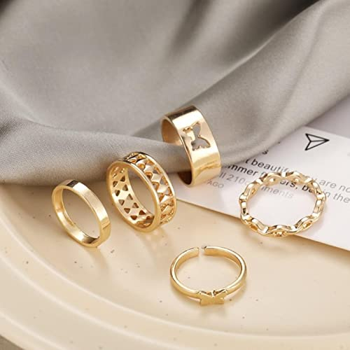Wdhybwcx Punk Snake Gothic Silver Color Finger Ring Set 6PCS for Women Heart Butterfly Wing Angel Wings Cupid Charms Rings Jewelry-OV53959