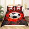Loussiesd Fußball-Bettwäsche 155x220 für Kinder, Sport Thema Bettbezug-Set Mädchen Damen Jungen Fußballmuster Bettwäsche Set Schwarz Rot Ballspiel Zimmerdekoration Bettbezug mit 1 Kissenbezug 80x80cm