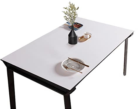 CIEEIN CIEHT PU Tischdecke Tischmatte Schreibtisch Tischunterlage Tischfolie Schutzfolie Tischschutz Matte Wasserdicht Weiß+Grau 90 * 160CM