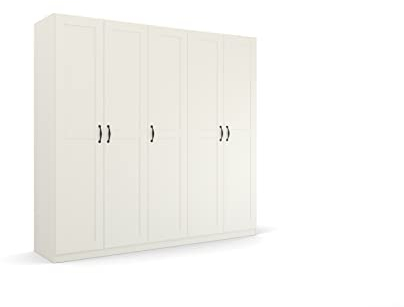 Rauch Möbel Cottage by Quadra Spin Schrank Drehtürenschrank, Landhausstil, Weiß, 5-TRG., inkl. 3 Kleiderstangen, 5 Einlegeböden, BxHxT 226x210x54 cm