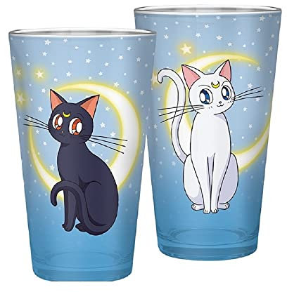 Abysse Corp Sailor Moon - Glas - Luna and Artemis - Katze XXL Trinkglas 400 ml - Geschenkbox